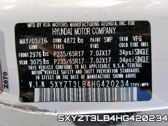 5XYZT3LB4HG420234 фото 2