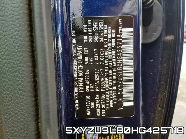 5XYZU3LB0HG425718 фото 2