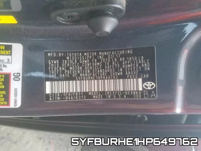 5YFBURHE1HP649762 фото 2