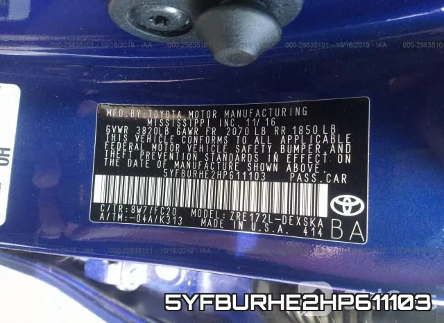 5YFBURHE2HP611103 фото 9