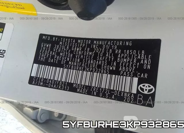 5YFBURHE3KP932865 фото 10