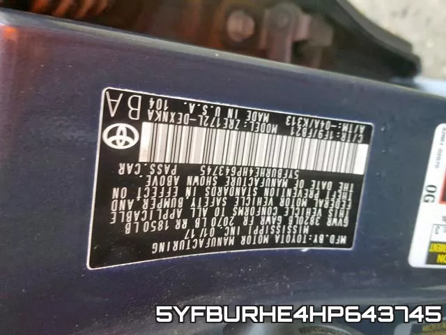 5YFBURHE4HP643745 фото 2