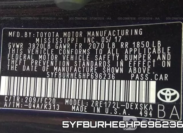 5YFBURHE6HP696236 фото 10