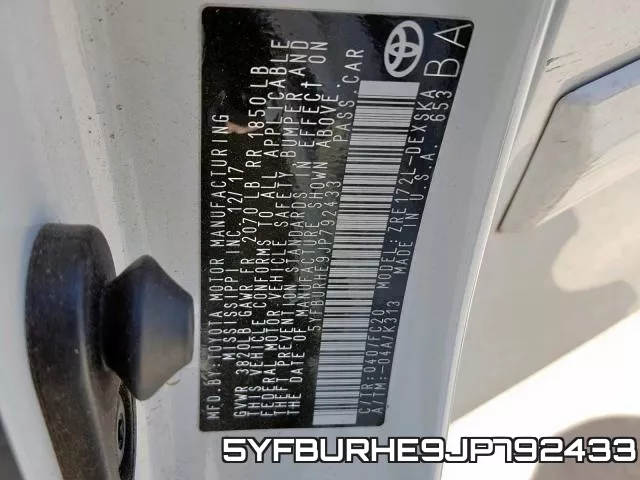 5YFBURHE9JP792433 фото 2