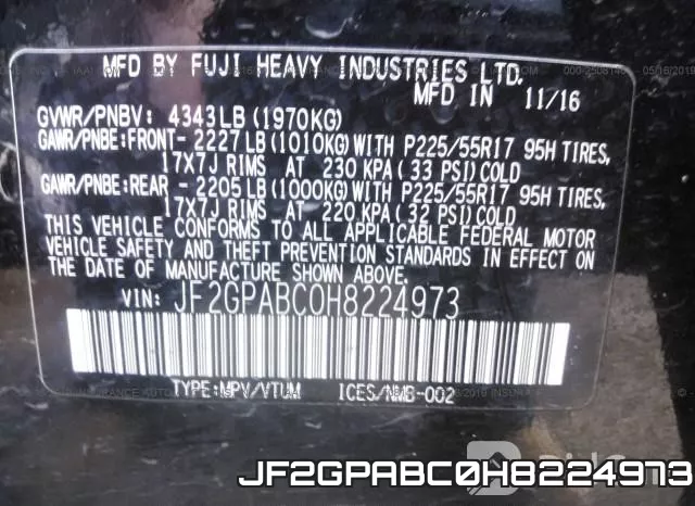 JF2GPABC0H8224973 фото 9