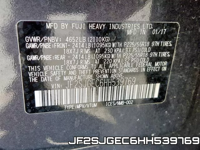 JF2SJGEC6HH539769 фото 2
