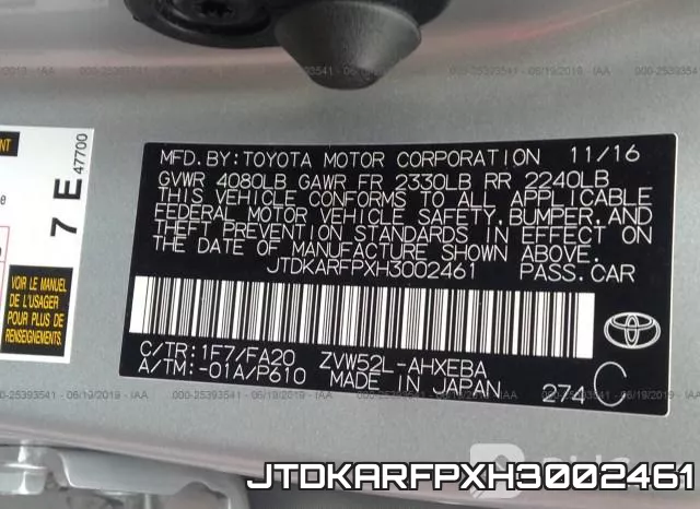 JTDKARFPXH3002461 фото 10