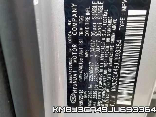 KM8J3CA49JU693364 фото 2