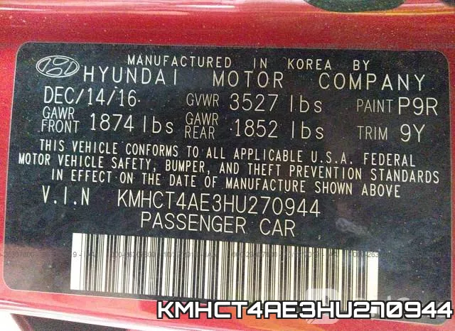 KMHCT4AE3HU270944 фото 10