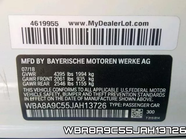 WBA8A9C55JAH13726 фото 2