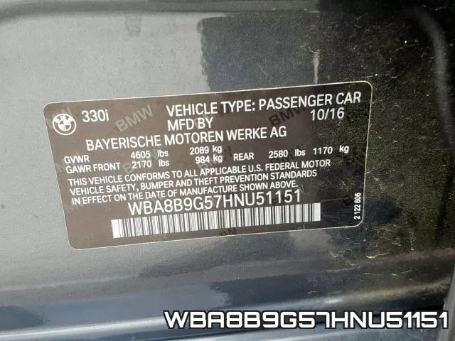WBA8B9G57HNU51151 фото 2