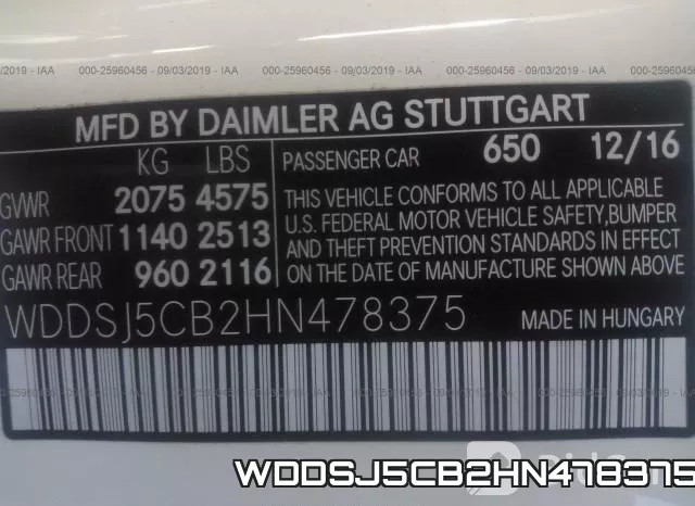 WDDSJ5CB2HN478375 фото 10