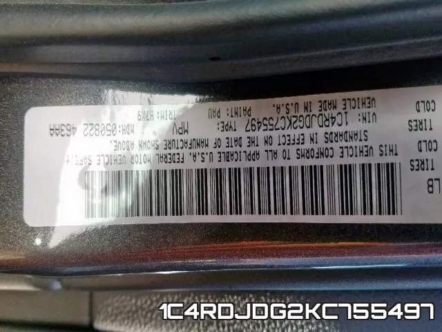 1C4RDJDG2KC755497 фото 2