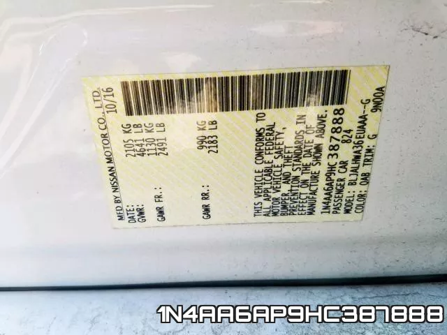 1N4AA6AP9HC387888 фото 2