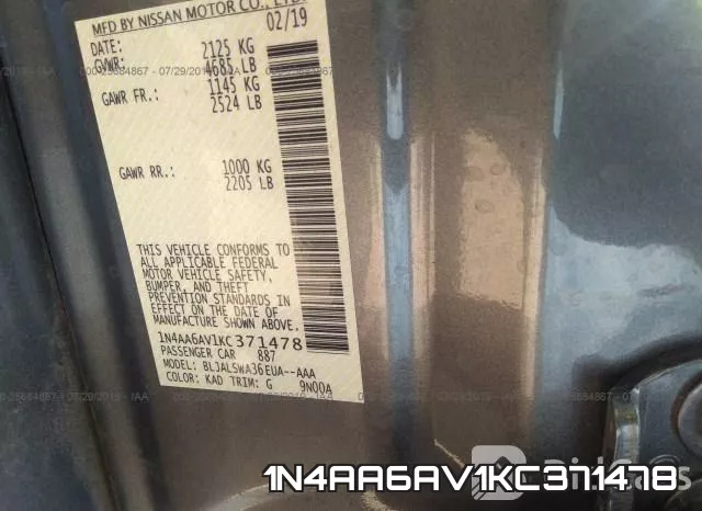 1N4AA6AV1KC371478 фото 10