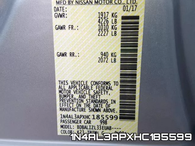 1N4AL3APXHC185599 фото 2
