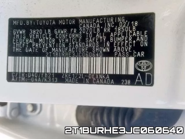 2T1BURHE3JC060640 фото 2