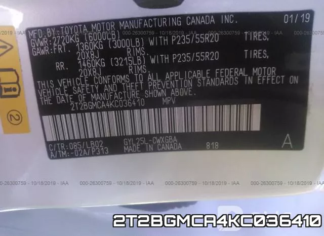 2T2BGMCA4KC036410 фото 10