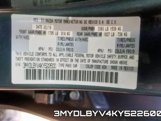 3MYDLBYV4KY522600 фото 2