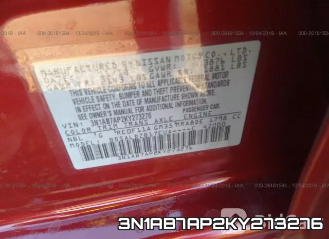3N1AB7AP2KY273276 фото 9