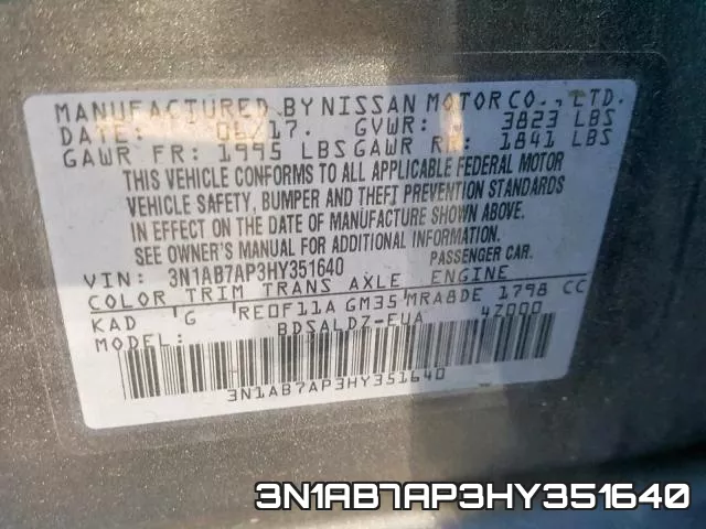 3N1AB7AP3HY351640 фото 2