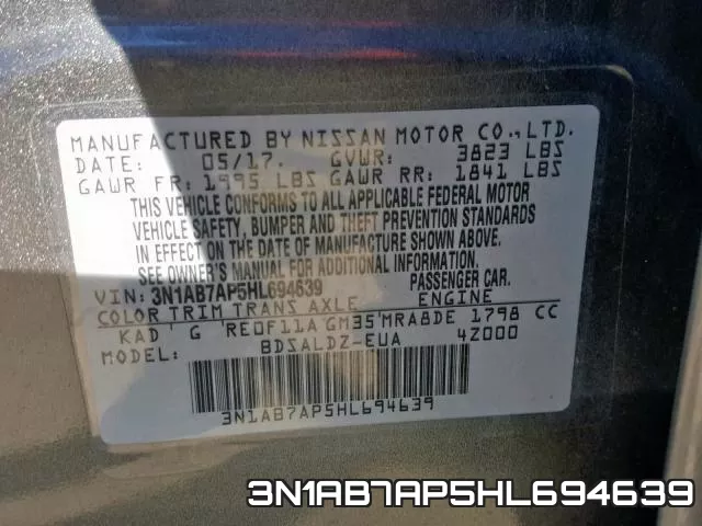 3N1AB7AP5HL694639 фото 2