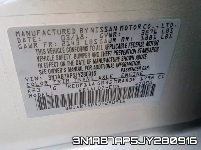 3N1AB7AP5JY280916 фото 2