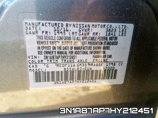 3N1AB7AP7HY212451 фото 2