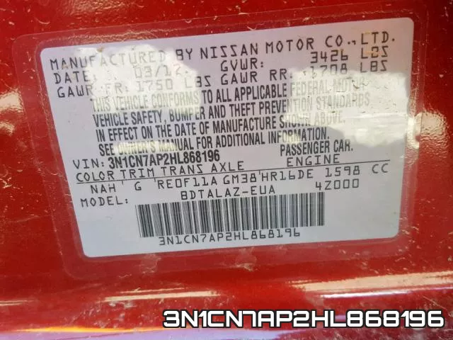 3N1CN7AP2HL868196 фото 2