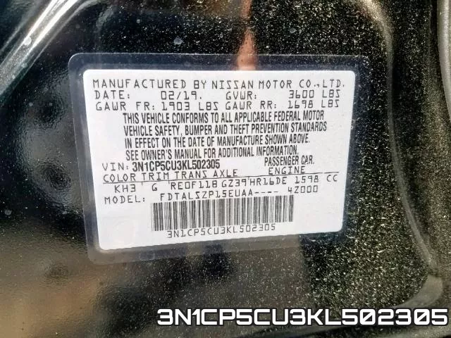 3N1CP5CU3KL502305 фото 2