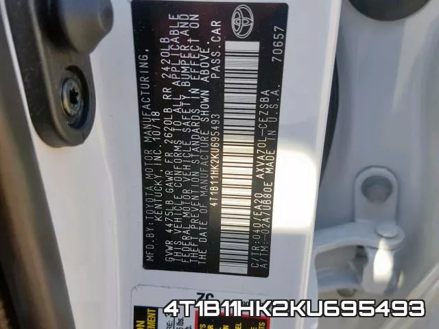 4T1B11HK2KU695493 фото 2