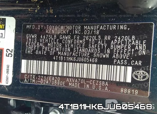 4T1B11HK6JU605468 фото 10