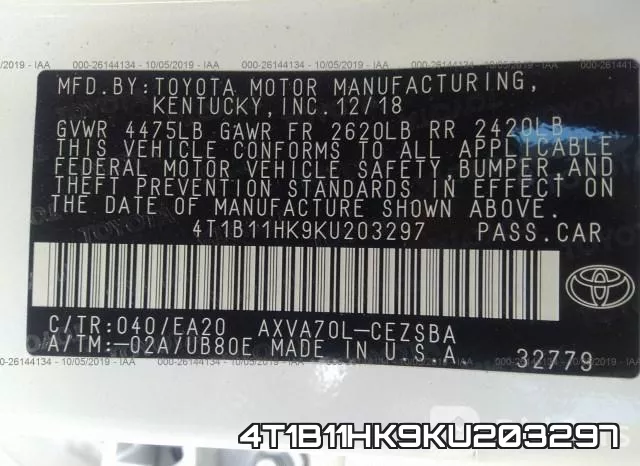 4T1B11HK9KU203297 фото 10