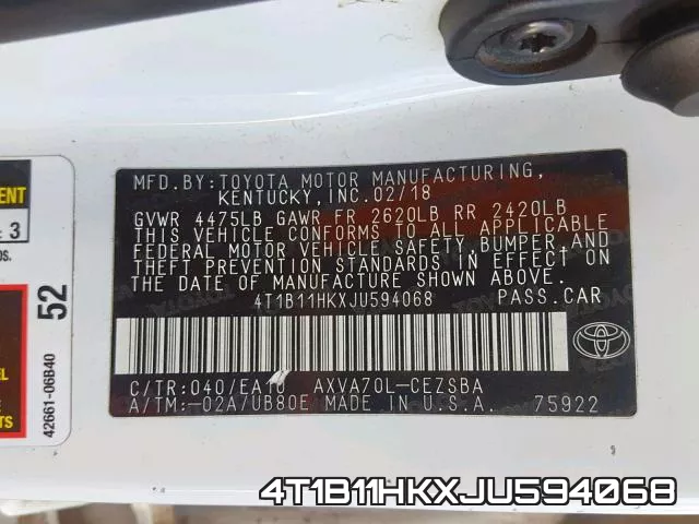 4T1B11HKXJU594068 фото 2