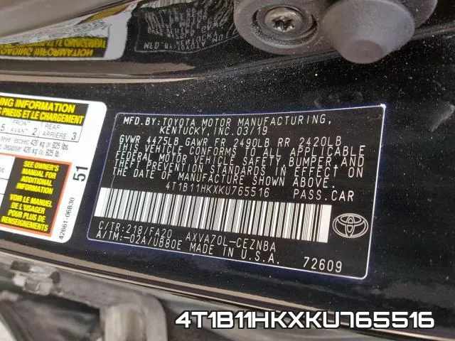 4T1B11HKXKU765516 фото 2