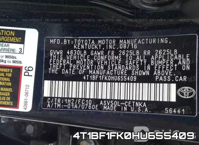 4T1BF1FK0HU655409 фото 10