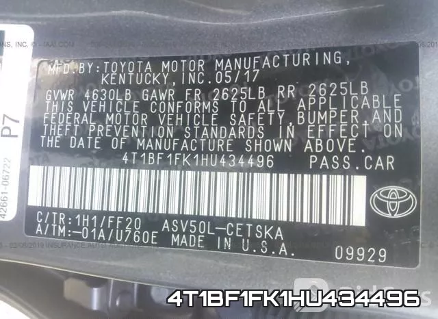 4T1BF1FK1HU434496 фото 10