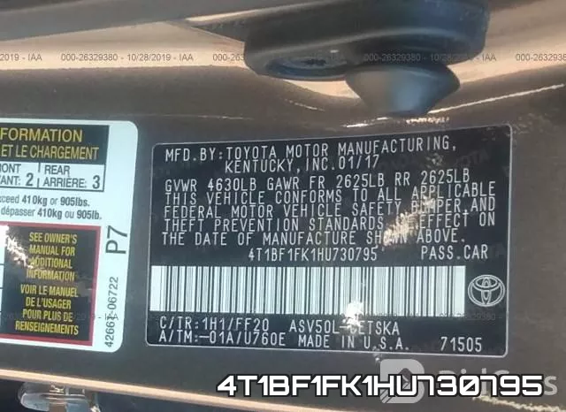 4T1BF1FK1HU730795 фото 10