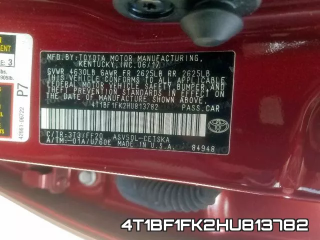 4T1BF1FK2HU813782 фото 2