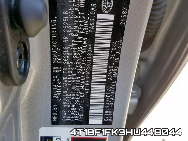4T1BF1FK3HU448044 фото 2