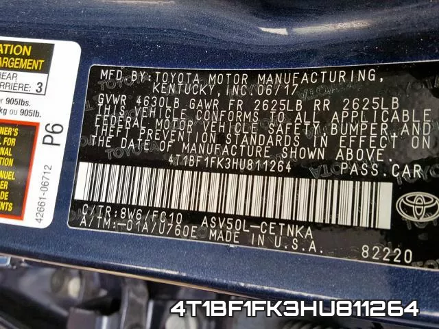 4T1BF1FK3HU811264 фото 2