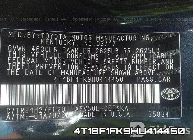 4T1BF1FK9HU414450 фото 10
