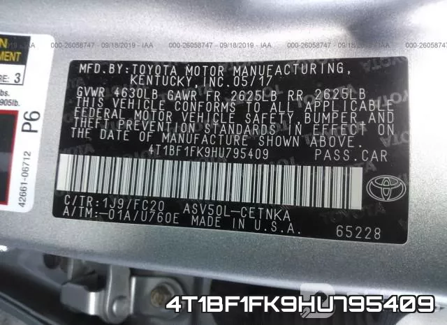 4T1BF1FK9HU795409 фото 10