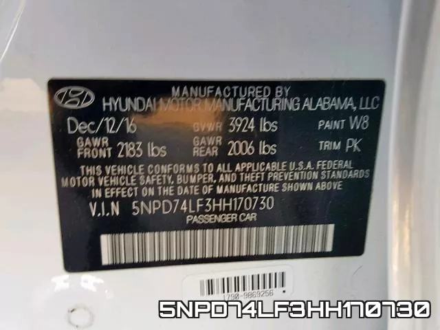 5NPD74LF3HH170730 фото 2