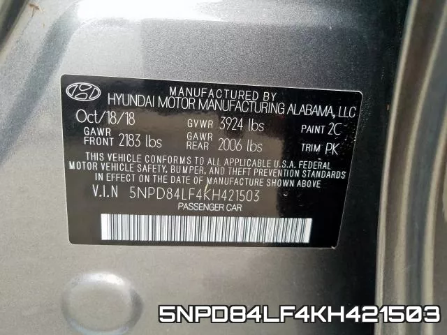 5NPD84LF4KH421503 фото 2