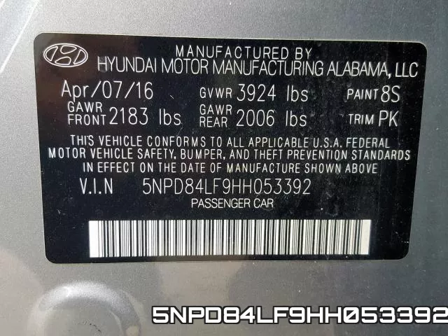 5NPD84LF9HH053392 фото 2