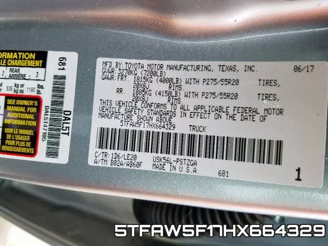 5TFAW5F17HX664329 фото 2