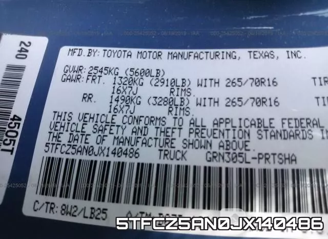 5TFCZ5AN0JX140486 фото 10