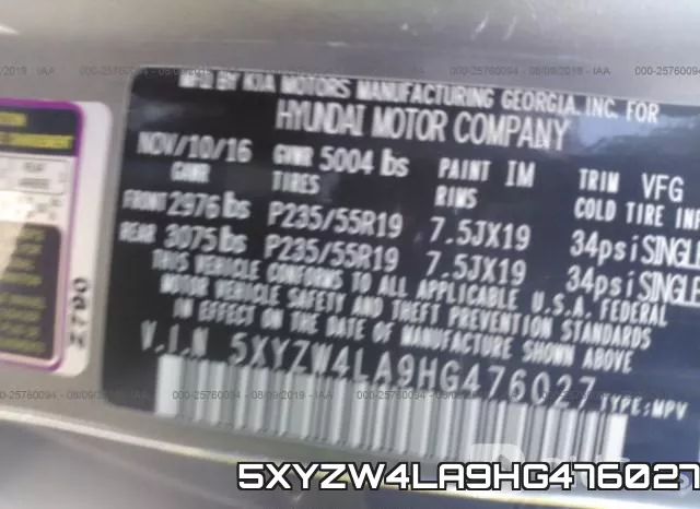 5XYZW4LA9HG476027 фото 10