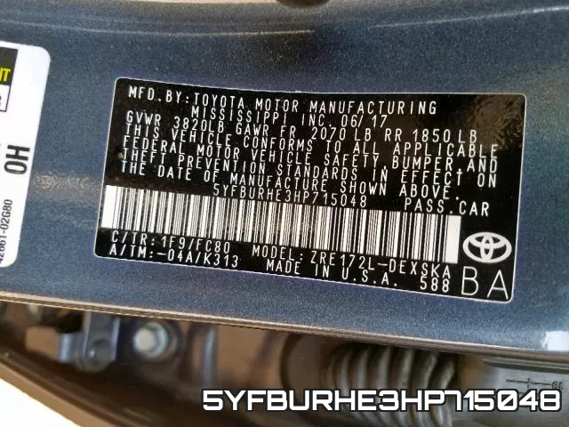 5YFBURHE3HP715048 фото 2
